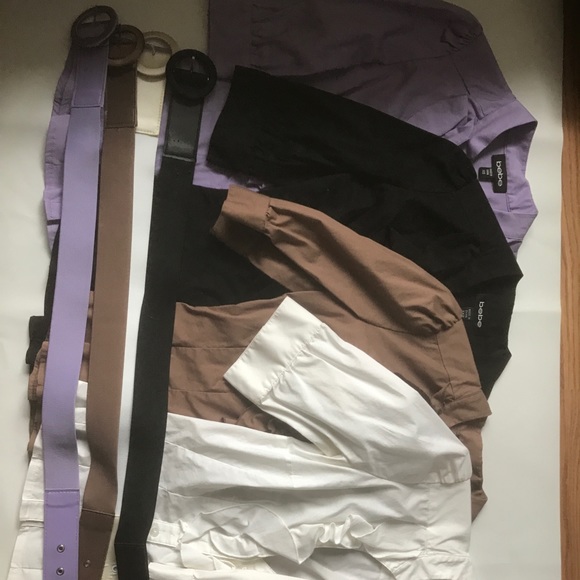 Lot of FOUR ruffled Bebe button-up blouses, XXS - Picture 7 of 9